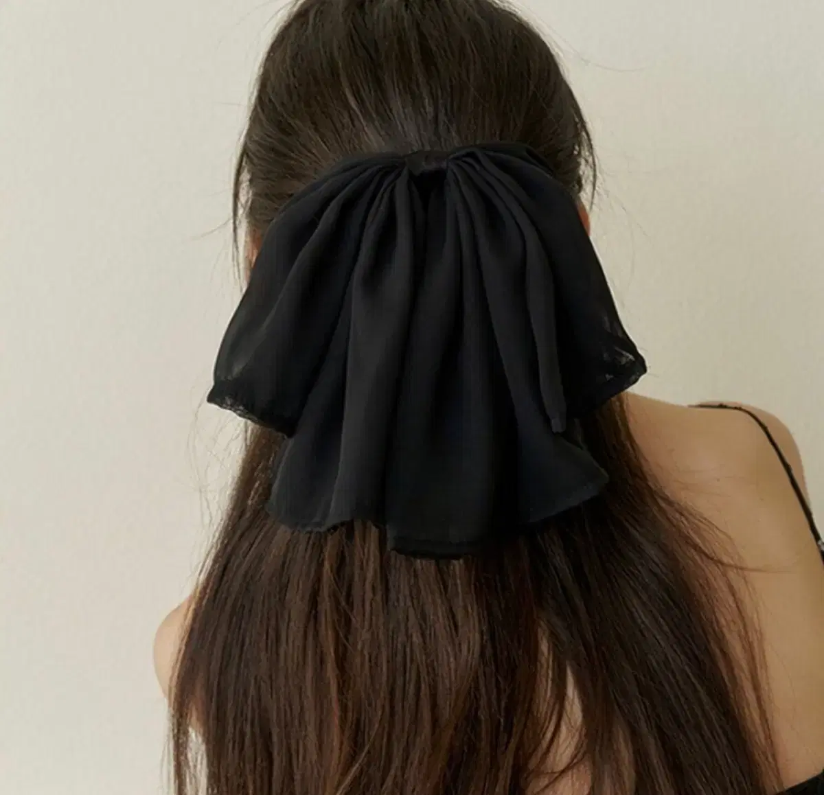 카인더베이비 elegant draping black ribbon hair